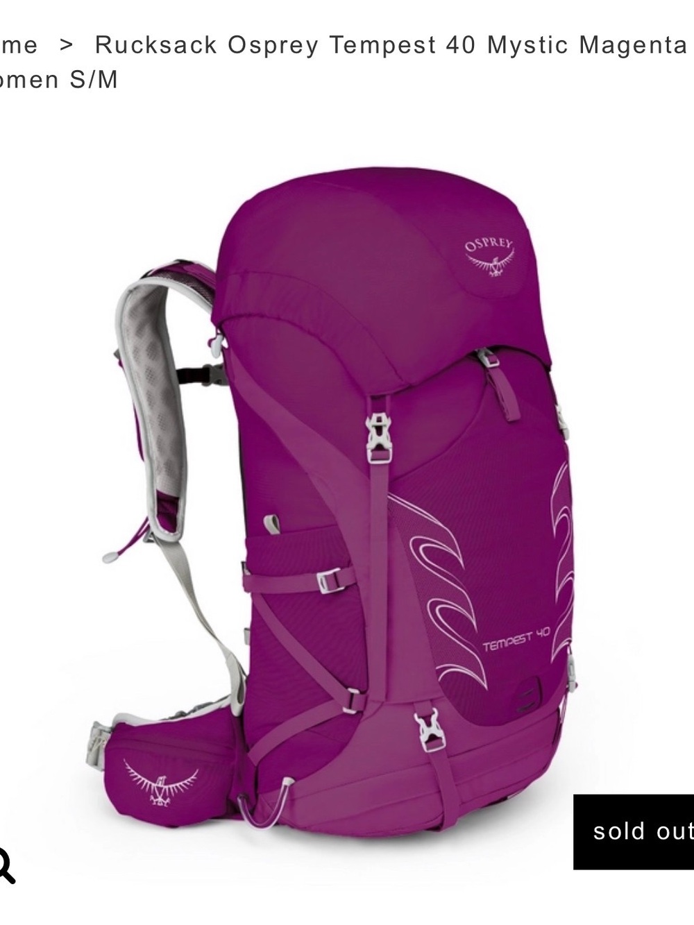 OSPREY Tempest 40 Women's Backpack — Mystic Magenta (S/M)